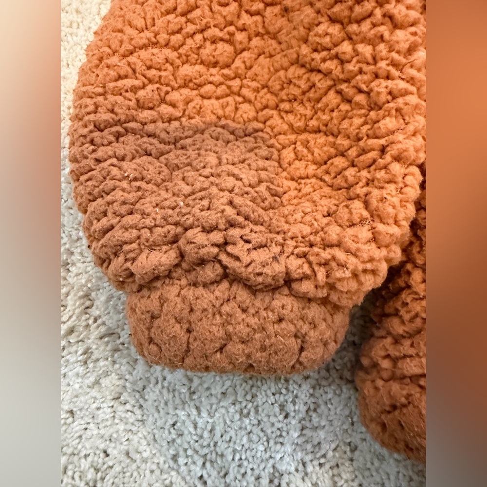 Urban Outfitters Orange Teddy Crop Zip Up Jacket Size Small - Picture 9 of 9